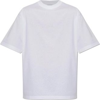 Balenciaga Tops, Heren, Wit, XL, Katoen, T-shirt met opgedrukte logo