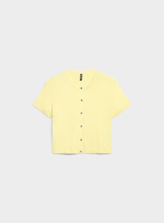 Pieces Womens Short-sleeve Cardigan Sweater with heart buttons