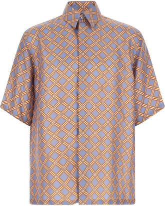 Fendi Overhemden, Heren, Veelkleurig, M, Net Shirt Over Silk