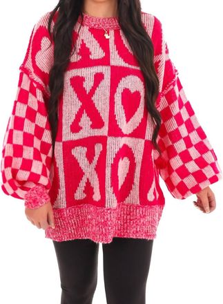 Peach Love California Xoxo Oversized Sweater In Pink