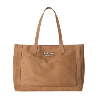 Replay Synthetische Tote Bag met Velours-effect - Dames - Tassen - Beige - Maat: ONE Size Velours