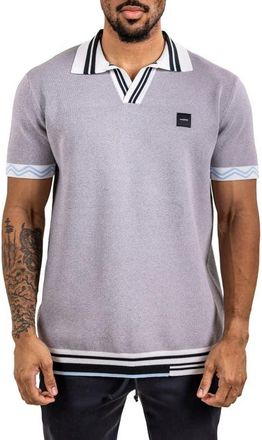 Maceoo Ascension Tipped Knit Polo in Grey at Nordstrom, Size 6