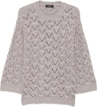 Fabiana Filippi Truien - Dames - Ronde hals truien - Grijs - S - Nylon - Truien & Vesten
