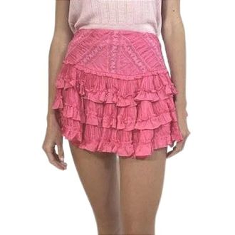 LoveShackFancy Short Skirts, female, Pink, S, Roebeina Skirt
