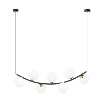 Wonderlamp L&aacute;mpara colgante con estructura curvada y 7 esferas balncas