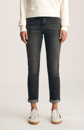 Mavi Emma Mid Rise Slim Boyfriend Jeans in Mid Smoke Tribeca at Nordstrom, Size 26 X 32