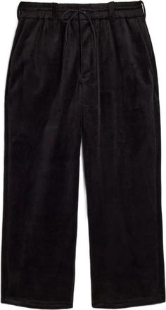 Yohji Yamamoto Kt 1374 Fluweel Corduroy Track Pants - Dames - Wijde Broeken - Zwart - S - Katoen - Broeken