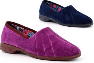 Generic Womens Carpet Slippers Size 5 Rubber Sole Slipper Size 6 Womens Carpet Slipper Ladies Slip On Slippers Slip On Rubber Sole Sizes 3-8 Heather/Navy 4 UK