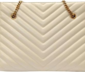Saint Laurent Pre-owned Tote Bags, female, Beige, Size: ONE SIZE Pre-owned Leather Shoulder Bag