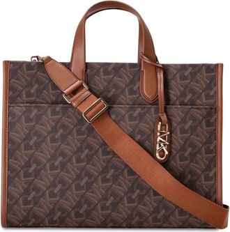 Michael Kors Grote Empire Signature Logo Tote Bag - Dames - Shoppers - Bruin - ONE Size - Katoen - Tassen