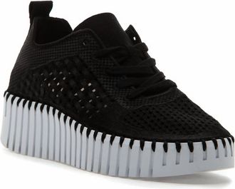 Ilse Jacobsen Womens Platform Lace Up Sneakers In Black