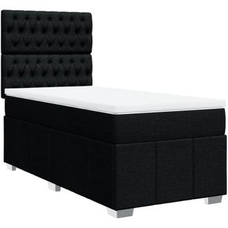 vidaXL Cama Box Spring Con Colch&oacute;n Tela Negro 100x200 Cm Vidaxl