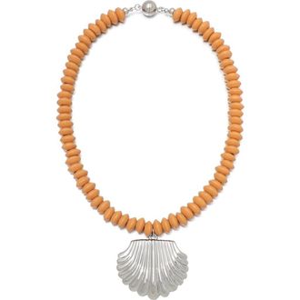 Adornia Oversize Shell Pendant Necklace in Silver/Brown at Nordstrom Rack