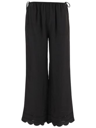 The Garment Wide-Leg Silk Pants With Wavy Hem And Adjustable Waist