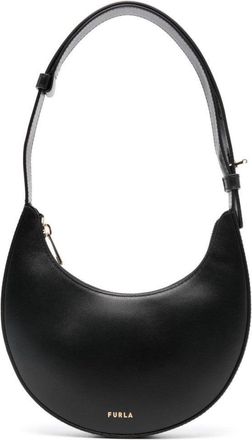 Furla Crescent Black Calf Leather Shoulder Bag