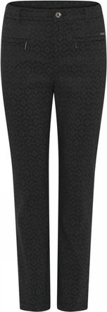 C.Ro Jacquard Ritsbroek 7/8 Argyle Stijl - Dames - Slim Fit Broeken - Zwart - M - Katoen - Broeken