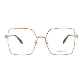 Alexander McQueen AM0276O003 Square Metal Frame Eyeglasses - Rose gold