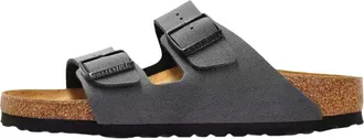 Birkenstock Arizona Birkibuc Velvet Gray Black Buckles 1032023