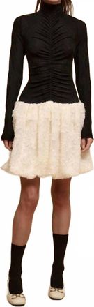 Promesa Two-Tone With Ruched Bodice Bubble Mini Dress In Black/cream