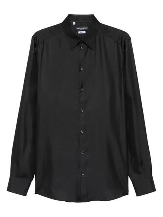 Dolce & Gabbana buttoned long-sleeve shirt - men - Silk - 39 - Black