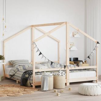 vidaXL Estructura De Cama De Ni&ntilde;os Madera Maciza De Pino 2x(90x160) Cm Vidaxl