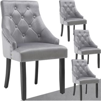 TecTake Sedia per sala da pranzo Everdeen, effetto velluto, trapuntata - Sedia, Sedia da pranzo, Sedia da soggiorno - Set di 4