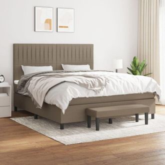 vidaXL Vidaxl - Cama Box Spring Con Colch&oacute;n Tela Gris Taupe 160x200 Cm