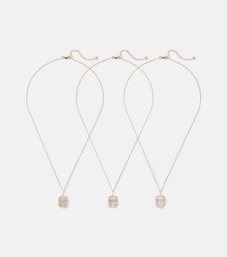 Mateo Bijoux Initial 14kt gold necklace with quartz and diamonds