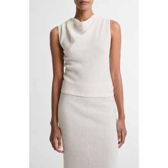 Vince Shadow Grid Cowl Neck Sleeveless Top in Chalk at Nordstrom, Size Xx-Small