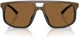 A|X Armani Exchange 58mm Pilot Sunglasses in Matte Brown /Brown at Nordstrom