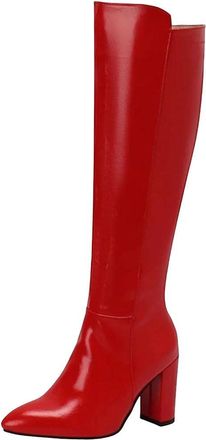 Generic Womens Knee High Boots Fashion Zipper Long Booties Elegant Western Style Large Size For Winter
