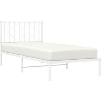 vidaXL Estructura Cama Sin Colch&oacute;n Con Cabecero Metal Blanco 90x200 Cm Vidaxl