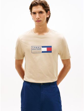Tommy Hilfiger Mens Flag Box Logo T-Shirt - Beige - XXL