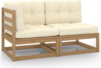 vidaXL Set De Muebles De Jard&iacute;n 2 Pzas Cojines Madera Pino Marr&oacute;n Miel Vidaxl