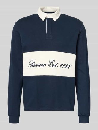 Review Regular Fit Langarm-Poloshirt mit Label-Stitching in Marine, Gr&ouml;&szlig;e XXL