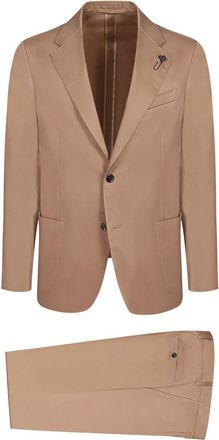 Lardini Single Breasted Suit - Heren - Business pakken - Beige - L - Leer - Kostuums