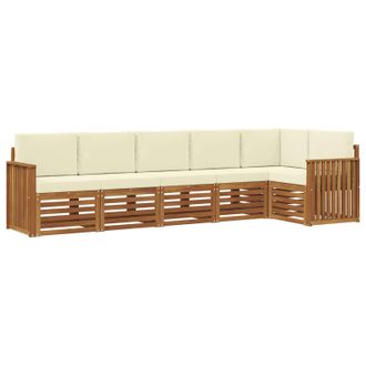 vidaXL Conjunto De Sof&aacute; Seccional Con Coj&iacute;n 6 Pcs Natural Y Crema Vidaxl