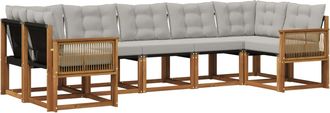 vidaXL Conjunto De Sof&aacute;s De Exterior 7 Uds. Natural Y Gris Claro Vidaxl