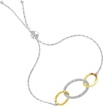 Vir Jewels 1/10 cttw Diamond Bolo Bracelet Yellow Gold Plated over Sterling Silver Circles