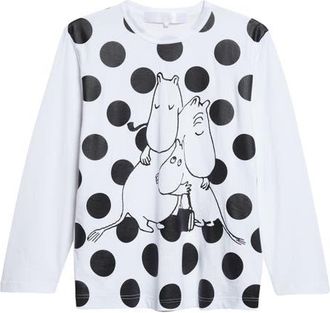 Comme Des Gar&ccedil;ons Moomin Polka Dot Graphic T-Shirt in White/Black at Nordstrom, Size Medium