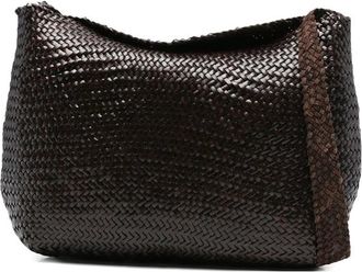 Dragon Diffusion Bruine Geweven Leren Schoudertas - Dames - Schoudertassen - Bruin - ONE Size - Tassen