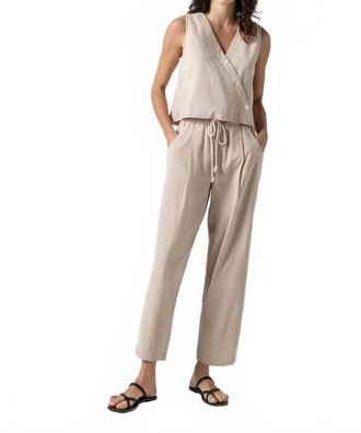Lilla P Cross Front Sleeveless Top In Flax