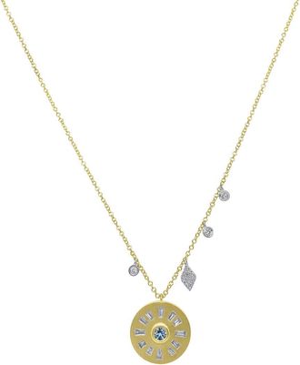 Meira T 14K 0.49 Ct. Tw. Diamond & Blue Topaz Necklace