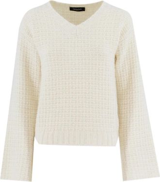 Fabiana Filippi Trui met V-hals - Dames - V-hals truien - Wit - XS - Polyester - Truien & Vesten