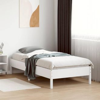 Berkfield Home Beautiful Bed Frame Frame White 75x190 cm Small Single Solid Wood Pine