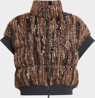 Brunello Cucinelli Paillette Mohair Boucle Padded Vest