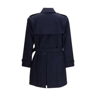 Burberry Mens Blue Cotton Trench Coat Clothing
