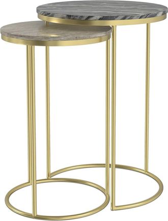 Simpli Home Ashley Modern Contemporary 16In Metal 2Pc Nesting Table