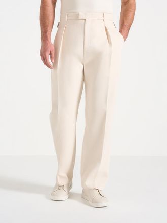 Mani&egrave;re De Voir Dorian Pleated Tailored Trousers in Cream at Nordstrom, Size 34