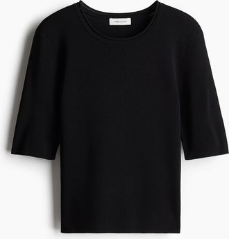 H&M T-Shirt aus Feinstrick - Schwarz